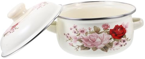 PRETYZOOM Cast Iron Enamel Pot Thickened Kitchen Stew Pot Enamel Stockpot for Home Cooking