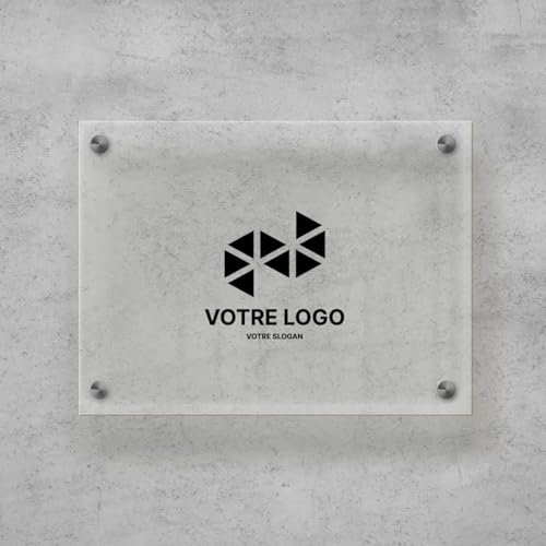 30 * 25cm Plaque Professionelle Plexiglass 5mm transparent avec logo noir