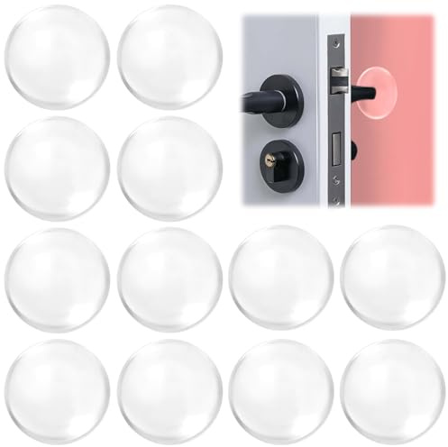 12 Stück Tür Stopper zum Kleben Wand, ø 40 mm Circular Türpuffer Transparent Selbstklebend für Wandschutz Türklinke, Wand Türstopper für Toilettensitz, Schranktür, Gepolstert Leise Schützt Möbel