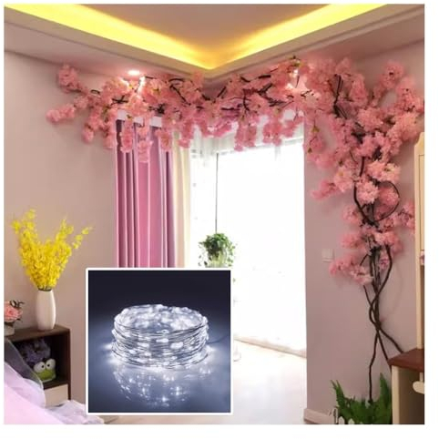 Künstliche Kirschblütenbäume, Rattan Simulation Pfirsichbaum Rebe Für Wände, Decken Fake Blume Hintergrund Von Klimaanlagenrohren Verbessern Für Party Hochzeit Dekoration (Farbe : Pink-30PCS)