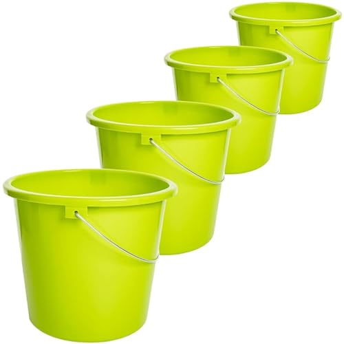 Sustania Eimer Putzeimer 5L 4er Set Plastikeimer in Gelb - Robuste, Lebensmittelechte Wassereimer mit Messskala, Hergestellt in der EU
