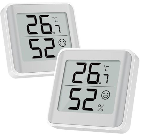 MeesMeek Indoor Thermometer Humidity Meter-Hygrometer Monitor with LCD Large Digital Display Comfort Indicator ℃/℉ Switch Temp & Humidity Sensor for Baby Room,Greenhouse,Office,Living Room(2)