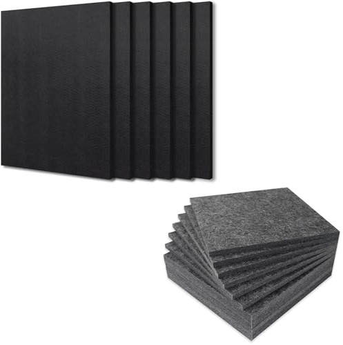 BXI Sound Absorber - 16 X 12 X 3/8 Inches 6 Pack High Density Acoustic Absorption Panel + Thickened Sound Absorbing Panels - 12 Pack 12 X 12 X 0.5 Inches Dense Acoustic Panels