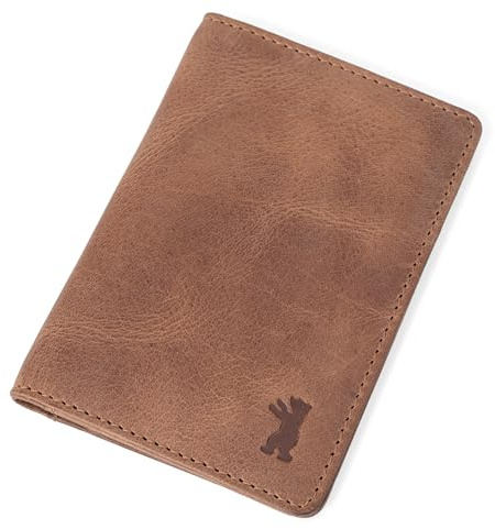 Berliner Bags Vintage Kartenetui Porto aus Leder mit RFID-Schutz und Geschenkbox, Slim Wallet Geldbörse und Geldbeutel, für Damen und Herren - Braun