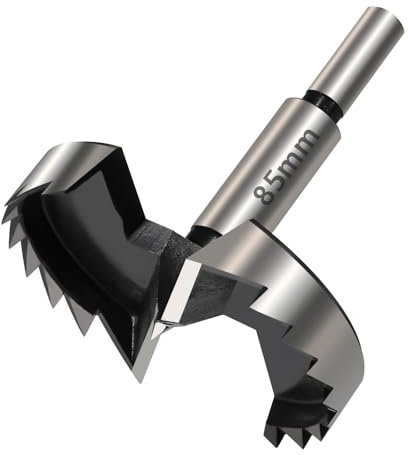 Vearter Mèche Forstner de 85 mm - Multi-dents - En acier à haute teneur en carbone - Avec tige ronde - Pour bois, bois massif, MDF, plastique, panneaux de particules, contreplaqué