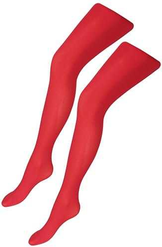 TupTam Feinstrumpfhose Mädchen 40 DEN – Mikrofaser Strumpfhose Mädchen im 2er Pack – Halbtransparent & Bequem, Farbe: Rot, Größe: 152-164