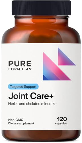 PureFormulas Joint Care + - Premium Joint Support Supplement with Hyaluronic Acid, Glucosamine, MSM, Green Lipped Mussel, Turmeric & More - Non-GMO Formula for Adults (120 Capsules)