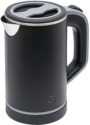 Mini Wasserkocher Reise-Wasserkocher,Edelstahl Teekessel Camping Tragbare Wasserflasche -5 Minuten Schnellaufheizung für Zubereitung Tee, Kaffee,Heißem Wasser Hause 800ML (Schwarz)