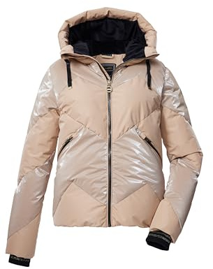 killtec Donna Giacca trapuntata/giacca da sci/giacca funzionale in piuma d'oca con cappuccio e paraneve con chiusura a zip KSW 113 WMN SKI QLTD JCKT, nomad, 44, 43618-000