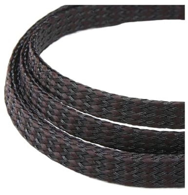 1/5/20/50M Expanded Braid Sleeve 4/8/12mm PP Cotton PET Yarn Soft Wire Wrap Insulated Cable Protection Line Harness Cable Sheath(Brown Black,4MM_50 METERS)