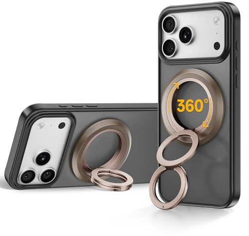 SYNCWIRE Magnetisk telefonringhållare för MagSafe, 360° rotation dubbelsidig magnetgrepp mobiltelefonring stativ fingerställ kompatibel med iPhone 16 15 14 13 12 Pro Max passar MagSafe – ökenguld