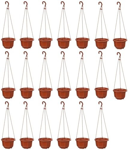 KYUQY 20 piezas de macetas colgantes de plástico, maceta de pared para flores de 5.2 pulgadas con ganchos - Macetas y soportes para cestas de plantas para interior y exterior