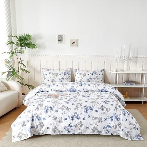 Parure De Lit 90x190/200 cm en Microfibre, Ensemble de Draps 3 Pièces Imprimée, Drap Housse Ajustable 90x200 cm cm, Drap Plat 1 Personne 150x250 cm et 1 Taie d'oreiller 50x80, Orchidée Encre Pâle
