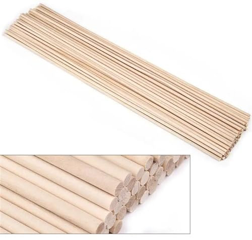 Palos Madera Manualidades Palillo de madera redondo for manualidades, comida, helados y modelismo, for hacer tartas, clavijas, bricolaje, for construir modelos, herramienta de carpintería(3x100mm 50pc