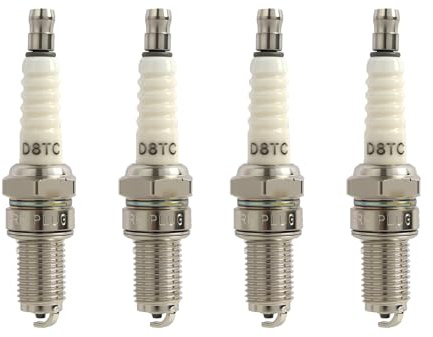 4 Pezzi bougie d'allumage D8TC 10 mm, candela D8TC per moto 10 mm, candela sostitutiva D8TC adatta per tagliaerba MTD, bougie D8TC per decespugliatore e Pocket bike, compatibile con motori 4 tempi