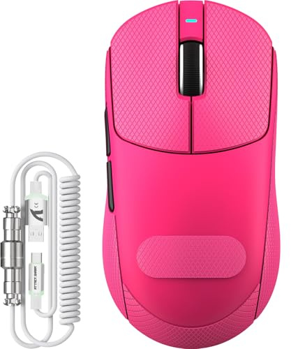 ATTACK SHARK X8 Plus Souris Gamer sans Fil avec Câble LED C06 Ultra, 55g Ultra-Légère, Grande Taille, Capteur PixArt PAW3395PRO, Modes BT/2.4G/USB-C, 40000 DPI, 500mAh (Rouge Baie+Ruban adhésif)