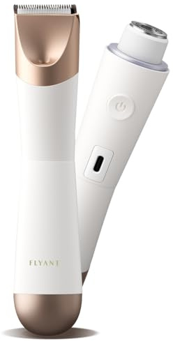 Bikini Trimmer for Women, 2 in 1 Electric Shaver for Women, Pubic Hair Trimmer Waterproof IPX7 with LED, Bikini Razor for Leg Arm Underarm Bikini Area, Pull Bows Gift Box for Friends - Shell White