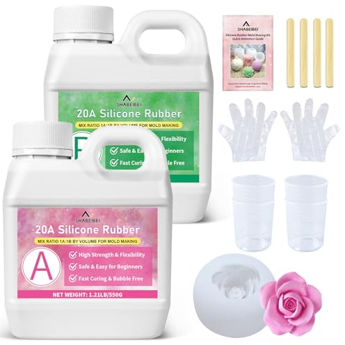 Silicona líquida translúcida 20A 1L, silicona para moldes, kit de fabricación de moldes de silicona, kit profesional de caucho líquido para resina, velas y jabón