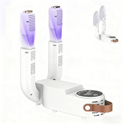 Electric Antibacterial Shoe Dryer, Shoe Warmer & Boot Dryer with 90 Minute Timer, 360° Hot Air for Football Boots, Boxing Gloves, UV Deodoriser, Foldable (A)