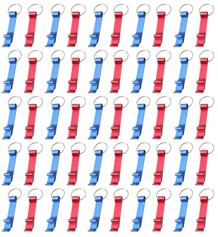 50 abrebotellas de cerveza multifuncionales de bolsillo pequeño, aleaciones de aluminio, removedor de tapas, llaveros, abrelatas, duradero, fácil de transportar