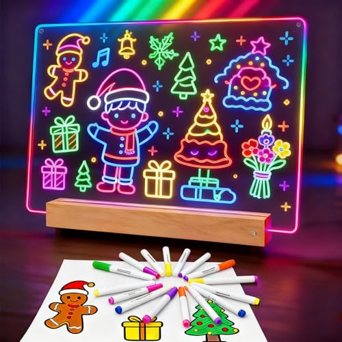 ARAGIT Upgraded Fun LED Note Board With Colors, 9-Mode Light Up Desk Sign Display Your Creativity Play Letter Message Memo Drawing Dry Erase Board for Classroom, Home Decor, Office, Gifts