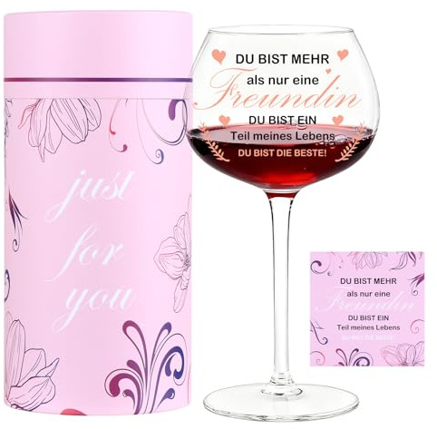 Sandiyago Cadeaux pour petite amie, femmes, verres à vin, cadeau d'anniversaire pour femme, cadeaux personnalisés pour meilleure amie, boîte cadeau avec carte d'anniversaire