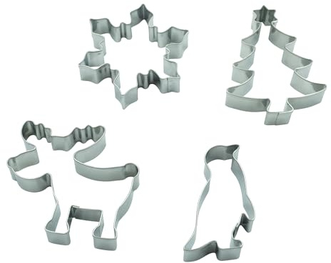 BekkiB - 4er-Set Ausstechform Winterlich - Edelstahl Plätzchenform - Keksausstecher zum Backen, Basteln & Dekorieren - Für Fondant, Marzipan, Cupcakes & DIY-Deko - 998983