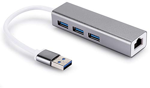 DM HE83 Alluminio y USB a RJ45 Ethernet A, HUB USB 3.0 con 3 porte, 100M Wired Netw Card per 10/8/7, Driver Plug and Play, t e