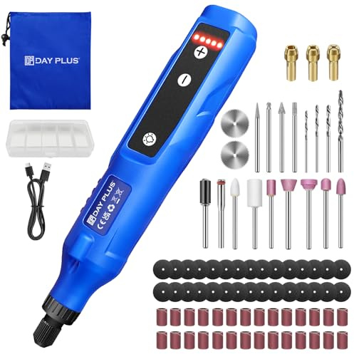 Kit d'outils rotatifs sans fil 3,7 V avec 80 accessoires, mini outil multifonction à 5 niveaux pour gravure, meulage, polissage et perçage, charge USB-C 18000 tr/min avec lumière LED et batterie