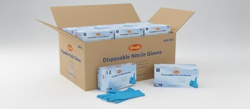 Shefa Nitrile Disposable Gloves Small - Multipurpose, Powder Free Disposable Gloves - Box of 1000 Gloves, Blue, (1000, S)