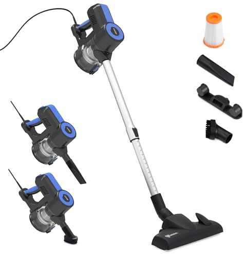 Akitas S12 Corded Vacuum Cleaner, Powerful 600W 17kPa Suction, 5m Power Cord, With German Wessel Floor Head, Lightweight and Compact
