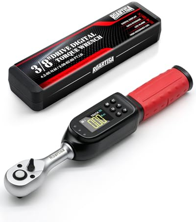 Roartisa Chiave dinamometrica digitale 3/8 Drive, ± 2% di misura ad alta precisione Chiave dinamometrica digitale con cicalino e notifica flash LED, 5 unità e 8 preset di memoria (4,2-85 N.m)