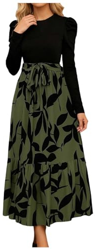 Summer Dresses for Women UK Elegant Boho Floral Tie Belted Patchwork Empire Waist Short Sleeve Modest Elegant Beach Flowy Maxi Dress Women's Summer Dresses Casual Vacation Beach Midi Sundresses