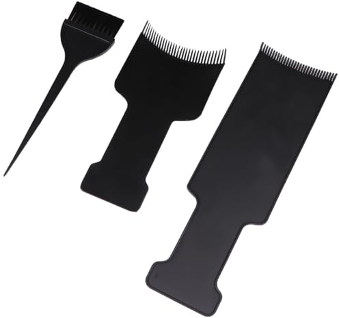 Générique Planche de Balayage et Protection du Cuir Chevelu pour Usage Domestique Accessoires de Coiffure Set de 3 Pièces Peigne à Colorer en Plastique Abs Noir pour Teinture Cheveux