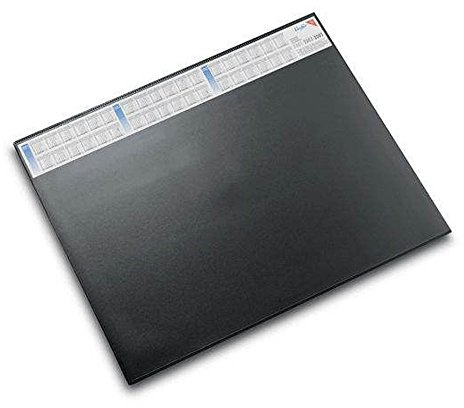 Läufer 44656 Durella DS Schreibtischunterlage mit transparenter Auflage und Kalender, rutschfeste Schreibunterlage, 52 x 65cm, schwarz