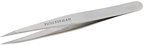 Tweezerman Steel Point Tweezer, Silver, 2 x 6 inches, Modern, Professional Quality for Eyebrow Precision, Facial and Ingrown Hair Removal
