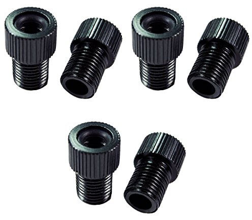 Charmate 6X Fahrrad Color Alu Ventiladapter - DV SV Dunlop/Französisches Ventil auf KFZ Autoventil AV - mit Dichtring