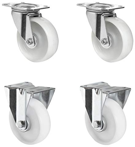 CASCOO SETSBFB125N0N0R1W Rollensatz 2 Lenkrollen, 2 Bockrollen, Polyamid, Durchmesser 125 mm, Transportrollen, Kunststoff, Rollenlager, Traglast 600 kg (4-er Pack)