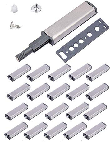 F Season 20 Stück Drucköffner Türöffner mit magnetischer Zuhaltung Türschnapper Türdämpfer aus Edelstahl, Silber, für Wohnbereich (Schränke, Schubladen)