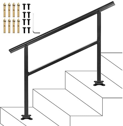 VEVOR Outdoor Handrail, Handrail Outdoor Stairs Aluminum Stair Handrail, Outdoor Stair Railing Transitional Range from 0 to 30 (4 Ft)