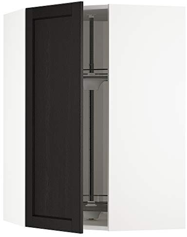 METOD hörnväggskåp med karusell 67,5 x 67,5 x 100 cm vit/Lerhyttan svartfärgad