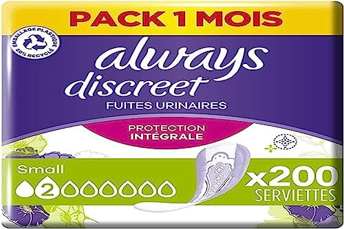 Always Diskrete Damenbinden für Blasenschwäche, klein, 200 Stück, 200 Damenbinden für Inkontinenz, saugfähig, 1 Monat