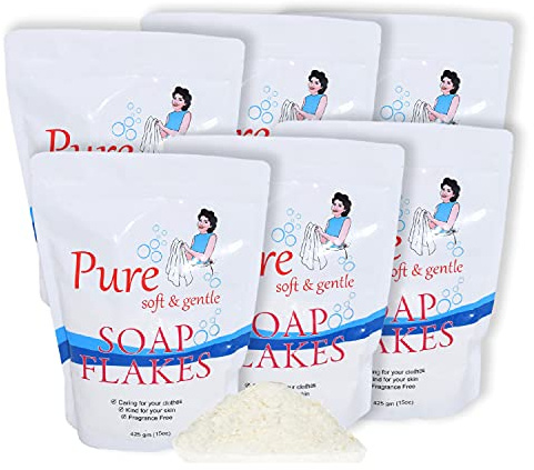 Playlearn Original Pure Soap Flakes for Laundry - No Allergens, Fragrance-Free, 6-Pack, Washing Machine Safe, Vegan Friendly Laundry Solution