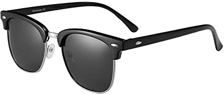 Komonee Horn Rimmed Sunglasses Designer Half Frame Classic Style Retro Polarized Sun Shades Eye Glasses UV400 Protection Unisex For Men Women