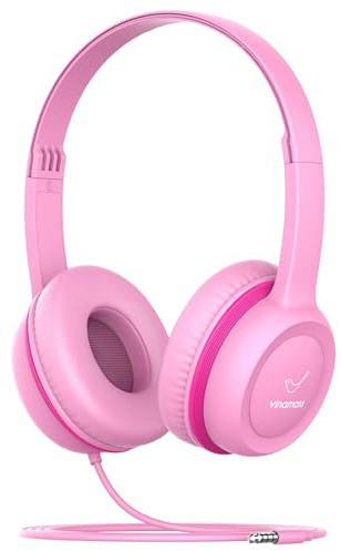 vinamass Kids Headphones, Wired Headphones for Kid with Safe Volume Limiter, Kid Headphone with Cord 3.5mm Jack, On-Ear Girls Boys Toddler Headphone for School