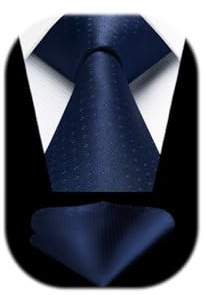 HISDERN Krawatte für Herren mit Einstecktuch Dot Krawatten Hochzeit Klassisch Business Krawatte Gepunktete und Taschentuch Set