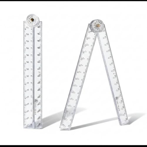 Yowlens Regla plegable geométrica de 30 cm, regla plegable de papelería escolar, regla de oficina (transparente, transparente)