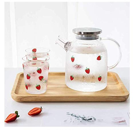 BEZAX Teekanne Hitzebeständige Glas-Teekanne Haushalt Klarglas-Teekanne Hochtemperatur-Wasserkrug Gerades Rohr mit Filter (Color : Straight Cup)
