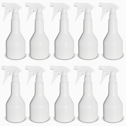 Uttex 10x Sprühflaschen 500ml GL – Nachfüllbare Leersprüher mit Strahl- und Feinsprühfunktion | Weiß glänzend | Vielseitige Spray Bottles für Haushalt, Werkstatt & Garten