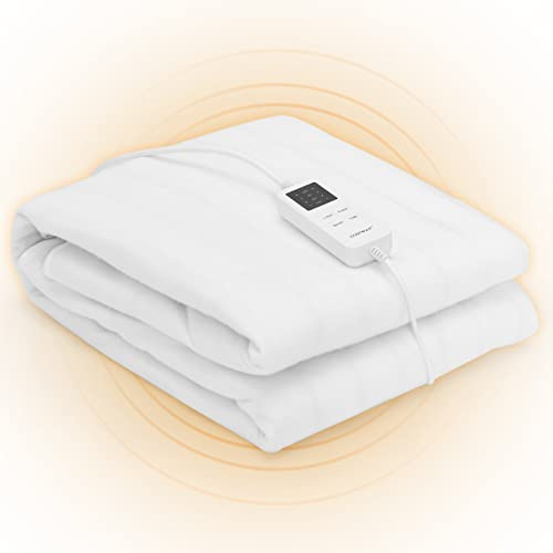 RELAX4LIFE Wärmeunterbett, Elektrische Heizdecke mit 4 Temperaturstufen, Abschaltautomatik, Überhitzungsschutz, Maschinenwaschbare Wärmedecke für Doppelbett/Einzelbett (140 x 160 cm)
